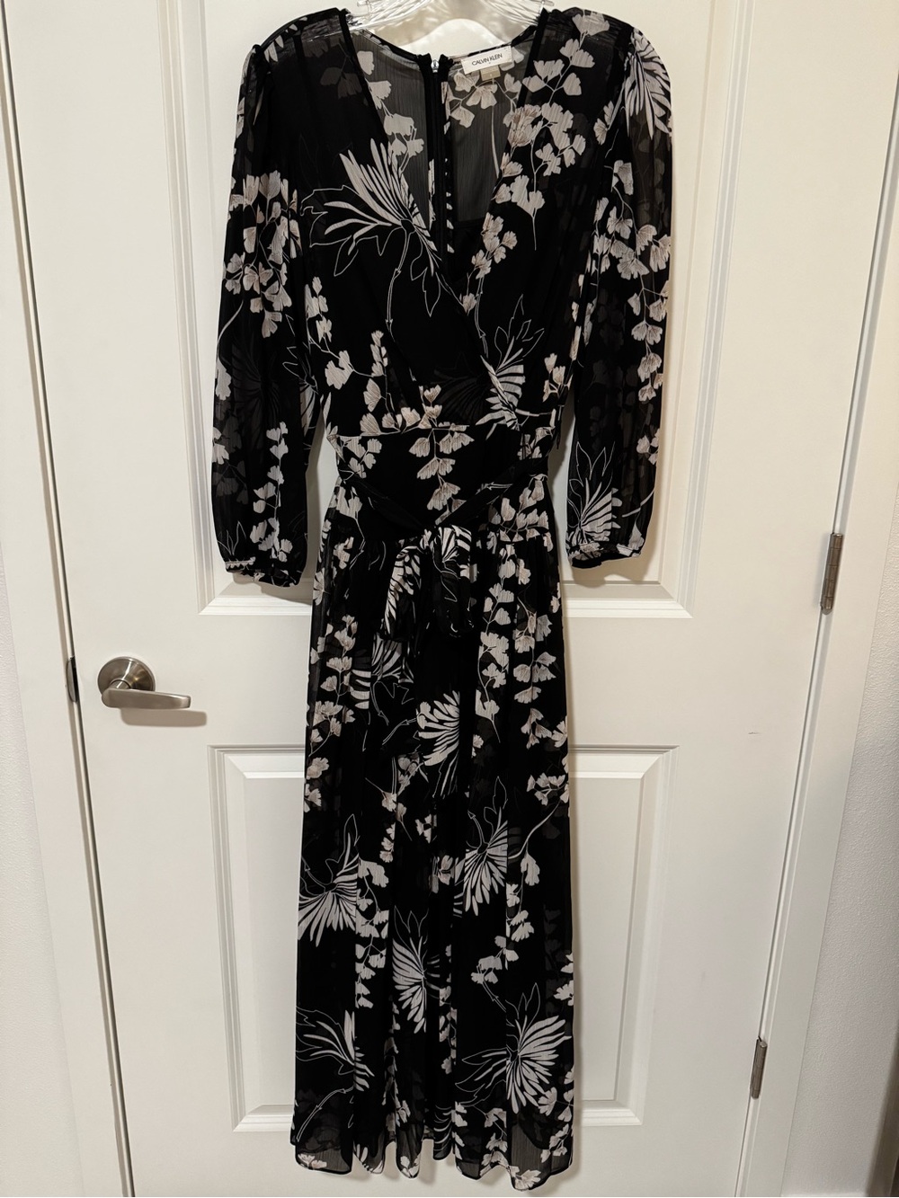 Calvin Klein Black Maxi Dress with White Floral Print
